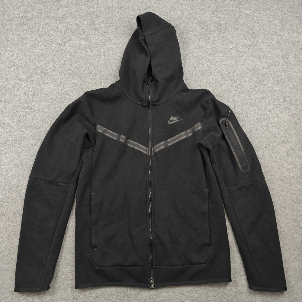 Nike Tech Hoodie Mens Small Black Full Zip Hooded Pockets Reflective CU4489-010